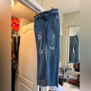 Judy Blue Distressed Straight Leg Jeans - Blue